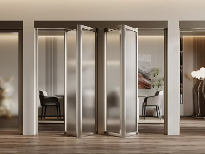 Modern Folding Glass Doors With Transparent Panels Enhancing Contemporary Interior Space 3d model