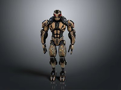 Futuristic Mechanical Robot Character With Camouflage Armor And Metallic Details 3d model