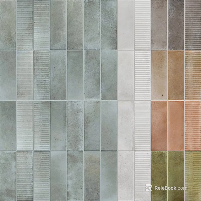 Assorted Colored Textured Floor Tiles With Diverse Patterns For Interior Design 3d model 