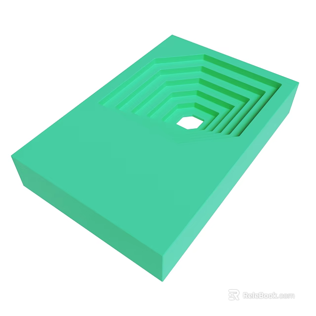 Light Green 3D Geometric Structure With Layered Depressions And Central Hole 3d model 