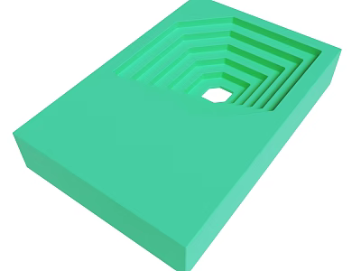Light Green 3D Geometric Structure With Layered Depressions And Central Hole 3d model