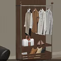 Modern Minimalist Rolling Clothes Rack with Storage Shelves for Coats Shirts in Living Room