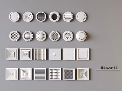 Air Conditioner Vents Featuring Various Modern Grille Patterns And Decorative Designs 3d model
