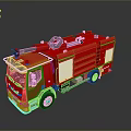 Red Fire Truck With Emergency Ladder And Water Tank On Reflective Surface