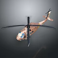 Military Helicopter With Main Rotors Tail Rotor And Camouflage Body Design