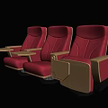 Red Ergonomic Office Chairs With Wooden Armrests And Foldable Tray Tables