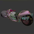 Futuristic Metallic Purple Motorcycle With Sleek Body And Neon Accents