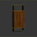 Modern Standing Trash Can With Wooden Panel And Metal Frame Structure 3d model