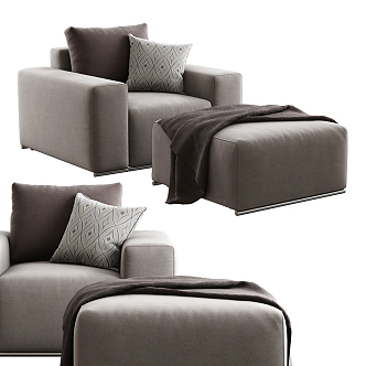 Modern Single Sofa Fabric Single Sofa Pedal Combination 3d model