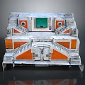 Modern Building Structure With Steps Green Window And Orange White Panels