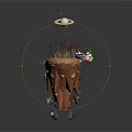 Scenic Components Featuring Green Grassland White Structure Colorful Objects And Floating Island