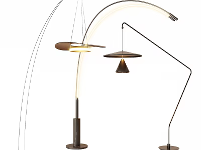 Modern Elegant Floor Lamp Design With Curved Arm And Metal Base 3d model