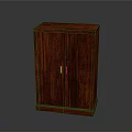 Stylish Red Wooden Cabinet Featuring Double Doors Wood Grain Surface And Simple Design