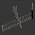 Modern Crossed Staircase Design With Detailed Railings And Structural Elements