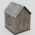 Rustic Wooden Cabin Shop With Gray Tile Roof Windows Door And Shot Shop Sign