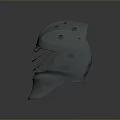 Gray Tactical Weapon Helmet Featuring Protective Mask And Ventilation Holes For Military Use