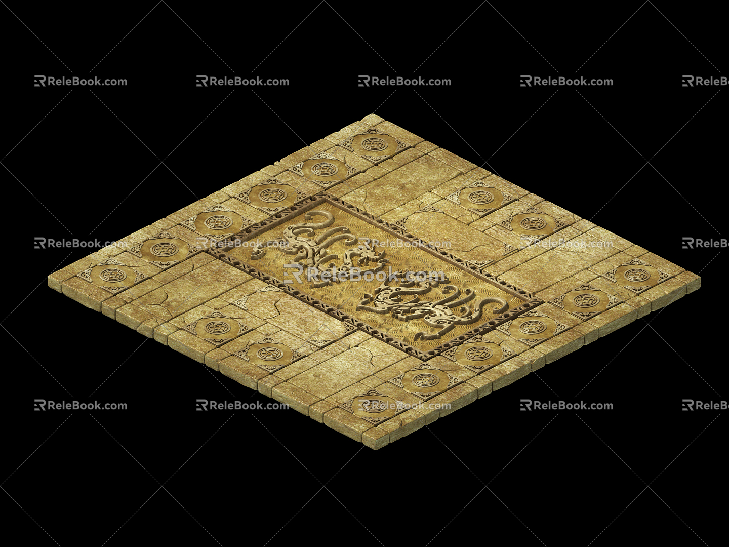 Chinese ground floor tile ground pavement 3d model