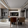Modern Minimalist Living And Dining Room Interior With Comfortable Sofas And Built In Storage Cabinets