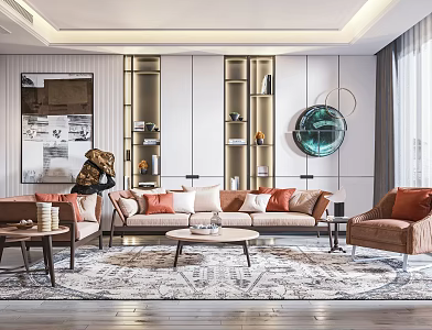 Light Luxury Sofa Coffee Table Combination 3d model