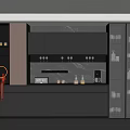 Modern Sideboard Cabinet Design Featuring Gray Finish Glass Doors LED Lighting And Coffee Accessories