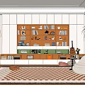 Modern Bookcase Book Ornaments Decorations Single Sofa Side Floor Lamp 3d model