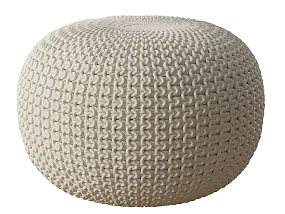 Modern Beige Round Handwoven Stool With Intricate Woven Texture For Living Room 3d model