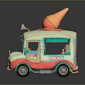 Vintage Ice Cream Truck With Large Cone On Roof Pastel Body And Red Base