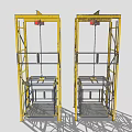 Yellow Industrial Lifting Equipment With Metal Frame Double Units And Chain Structure