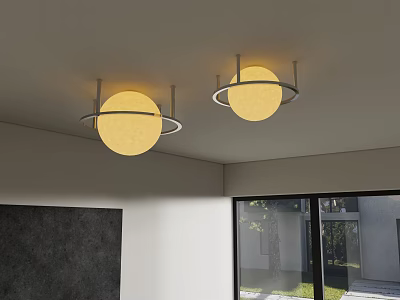 Modern Round Ceiling Lights With Metal Frame And Soft Lighting In Indoor Living Space 3d model