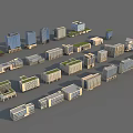 Modern Office Buildings With Various Architectural Styles And Green Roofs In Urban Complex