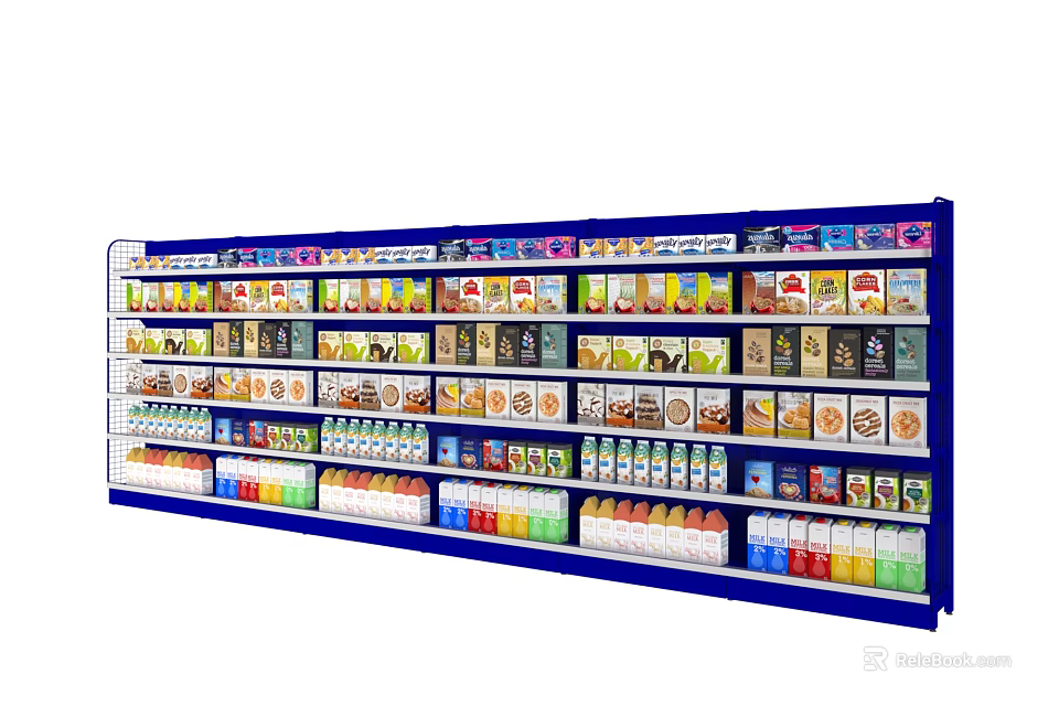 Retail Store With Fully Stocked Shelves And Various Colorful Packaged Products 3d model 