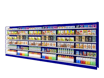 Retail Store With Fully Stocked Shelves And Various Colorful Packaged Products 3d model