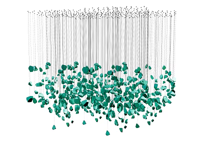 Modern Green Decorative Chandelier With Hanging Thin Lines And Crystal Elements 3d model