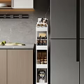 Modern Kitchen Multi-Tiered Storage Shelf with Spices and Food Packages