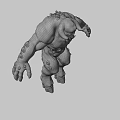 Game Movie Monster Character With Brown Skin Large Horns Sharp Teeth And Muscular Body