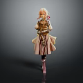 Game Movie Character Blonde Hair Brown Outfit Standing Pose With Sword And Pink Boots