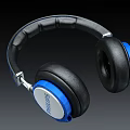 Bellinger Black and Blue Headphones with Leather Headband Metallic Accents and Over Ear Earpads