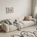 Modern Cream Style Double Sofa Cream Double Sofa 3d model