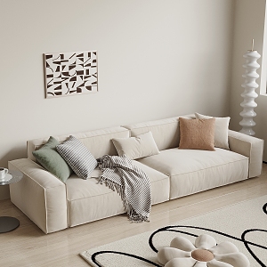 Modern Cream Style Double Sofa Cream Double Sofa 3d model