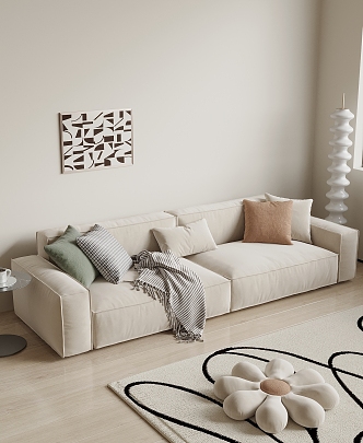 Modern Cream Style Double Sofa Cream Double Sofa 3d model