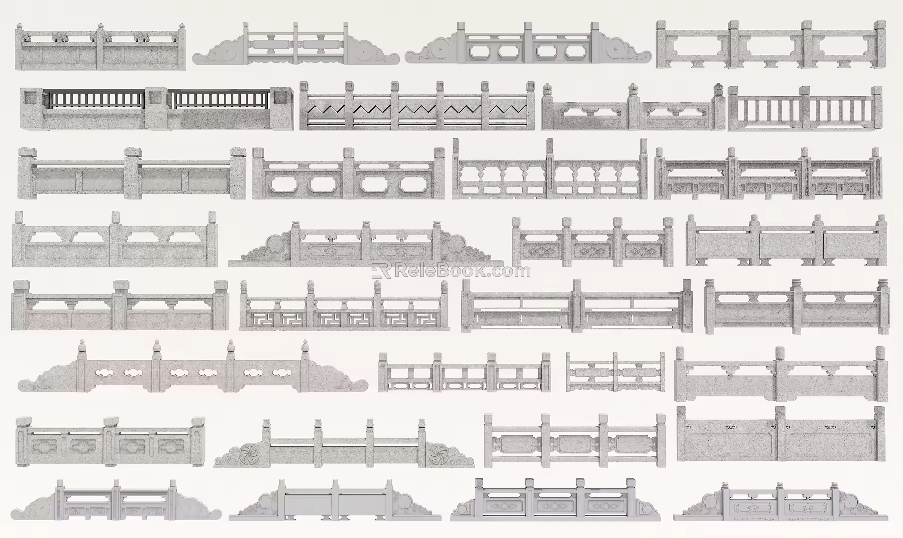 Stone Railing Stone Railing Stone Railing Stone Railing Stone Railing Stone Railing Marble Railing Fence 3d model