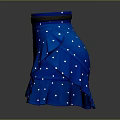 Stylish Blue Skirt With White Polka Dots Black Belt And Gold Buckle