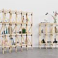 Modern Wooden Shelving Units With Multilayer Storage For Books And Decorative Items