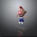 Smiling Cartoon Character Creature With Red Hair Big Nose Blue White Striped Shirt