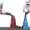 Basketball Hoop Sports Equipment With NBA TV Logo Transparent Backboard Red Rim And Red Blue Base