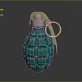 Green Grenade With Diamond Pattern Surface And Silver Fuse Pull Ring