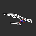 Mechanical Winged Structure With White Frame And Red Blue Accent Parts