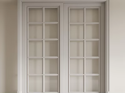 White Double Doors With Glass Pane Design For Elegant Interior Space 3d model