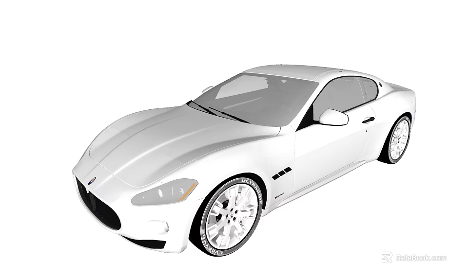 White Luxury Sports Car With Sleek Exterior Design And Large Alloy Wheels 3d model 