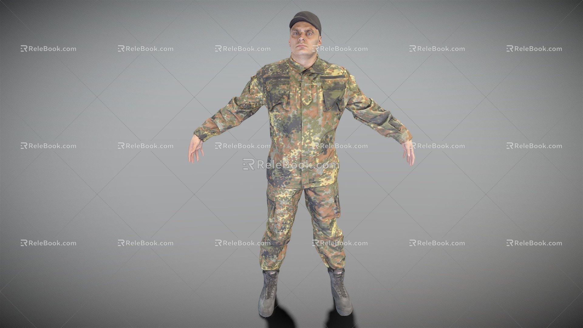 Modern men dressed in German military uniforms 3d model